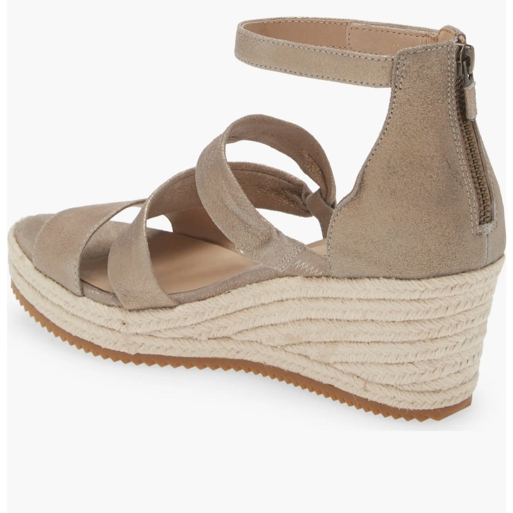 NWT Eileen Fisher Metallic Wedge Sandals - Picture 4 of 5